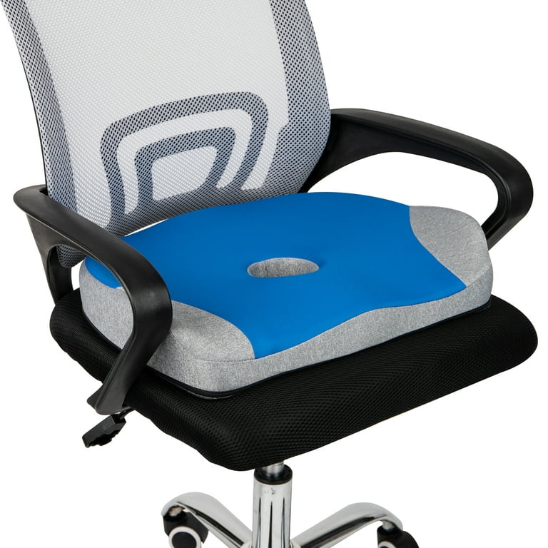 Mind Reader Ergonomic Seat Cushion, Gel Chair Comfort Padding, Tailbone  Relief Cutout, Alleviates Back Pain and Tension, Blue