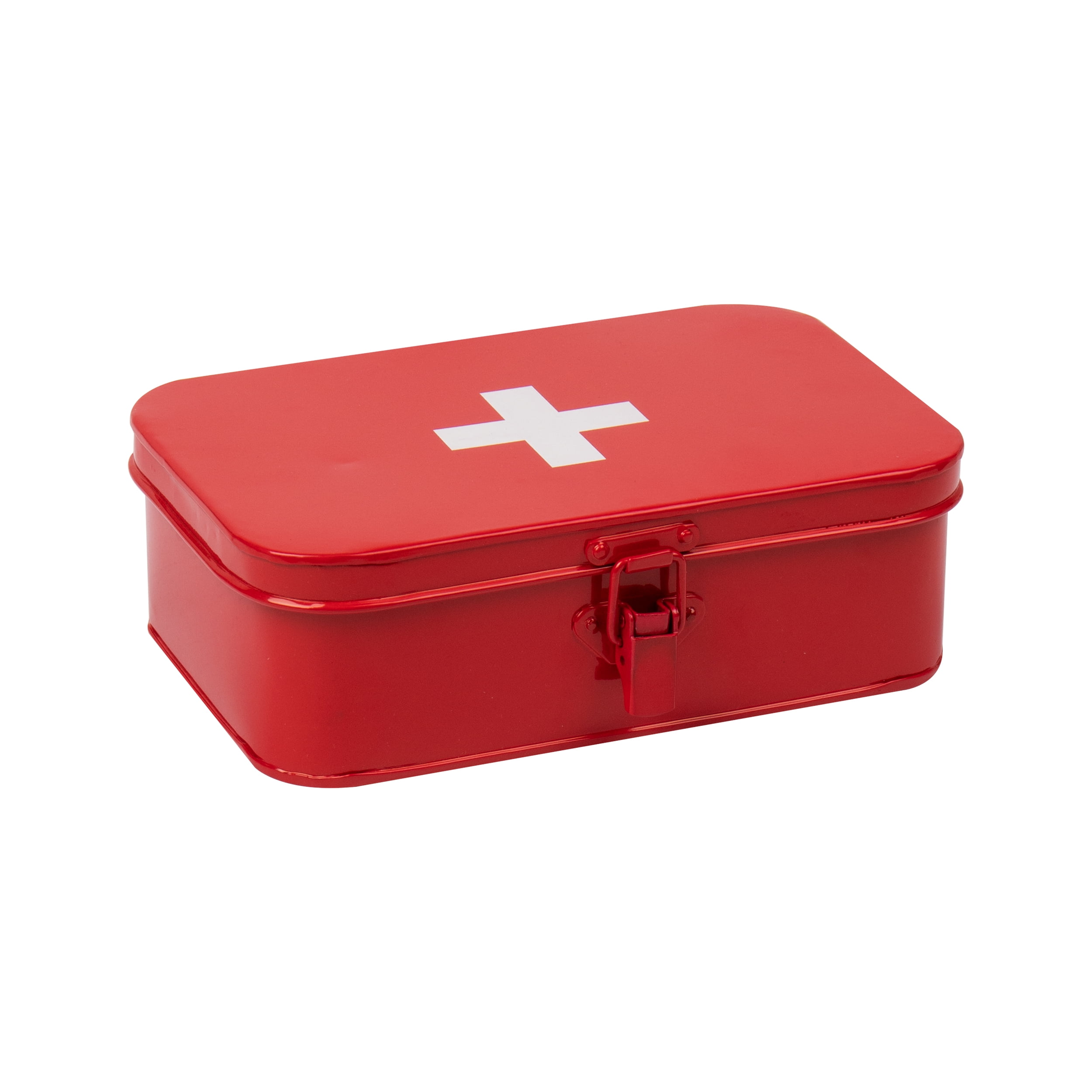 Mind Reader First Aid Box, Emergency Kit, Medical Supply Organizer, Buckle  Lock, Metal, 6.69L x 9.45W x 3.15H, Red
