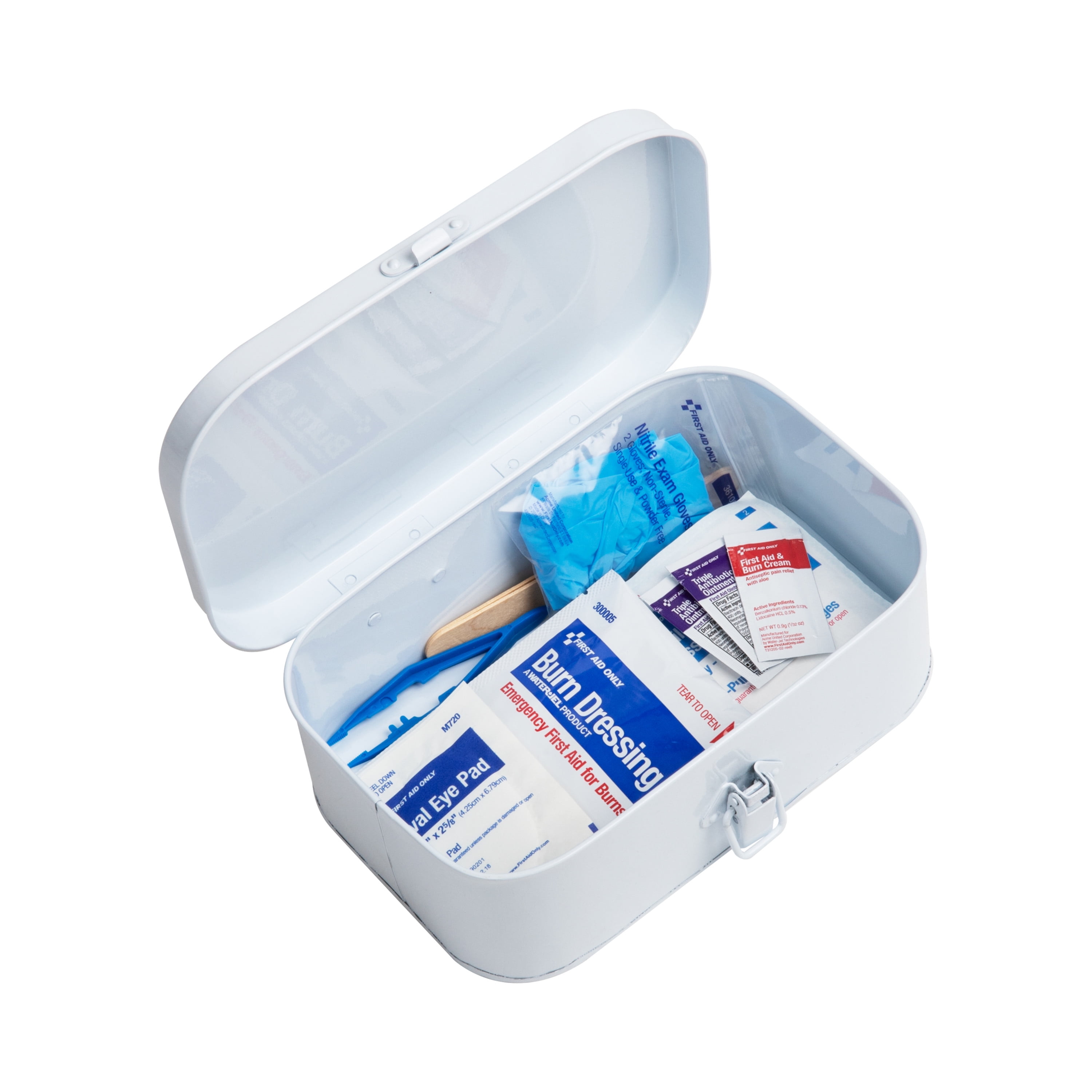 Mind Reader First Aid Box, Emergency Kit, Medical Supply Organizer, Buckle  Lock, Metal, 6.69L x 9.45W x 3.15H, White