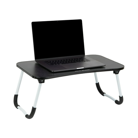 Mind Reader Foldable Bed Tray, Lap Desk with Fold-Up Legs, Freestanding Portable Table for Laptop, Tablet, Reading, Black