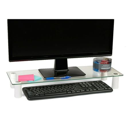 Mind Reader - Glass Monitor Stand Riser - Clear