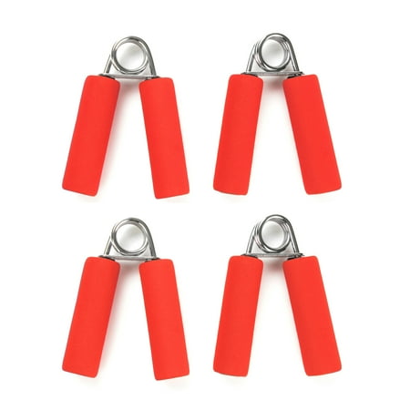 Mind Reader Hand Grip Strengthener Set, (4 Pack) Finger Gripper, Hand Grippers, Soft Foam Hand Exerciser, Forearm Wrist Grip, Finger Strength, Red