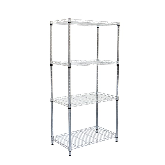 Mind Reader Heavy Duty 4 Shelf Metal Storage Shelving Unit, Chrome