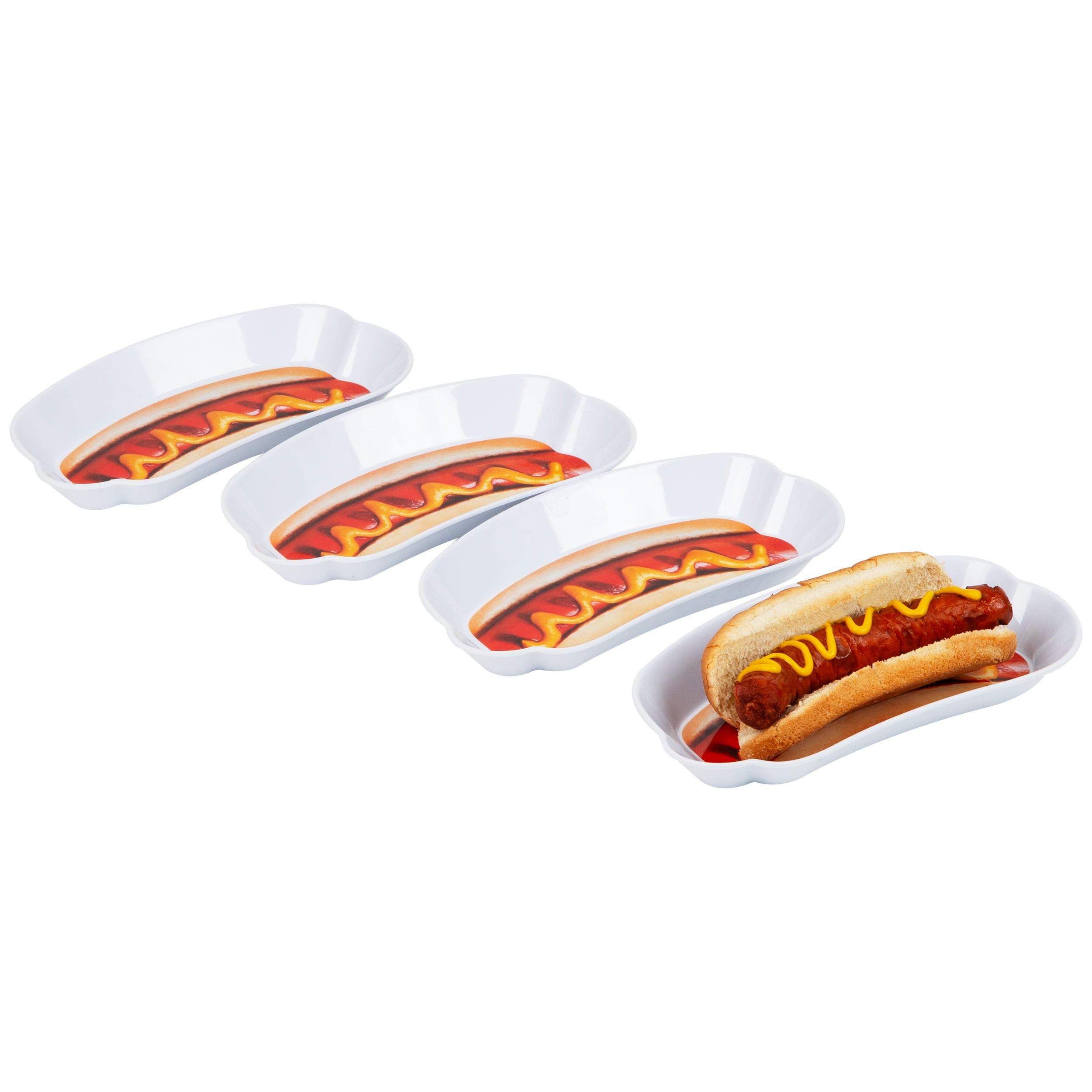 Mind Reader Hot Dog Serving Plate Set, Hosting Essentials, Outdoor