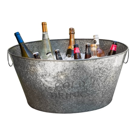 Mind Reader Ice Beverage Bucket for Parties, Wine Bucket, Galvanized Metal, Silver