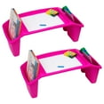 thumbnail image 1 of Mind Reader Kids Lap Desk, Set of 2, Activity Tray, Drawing, Stackable, Portable, Plastic, Pink, 1 of 9