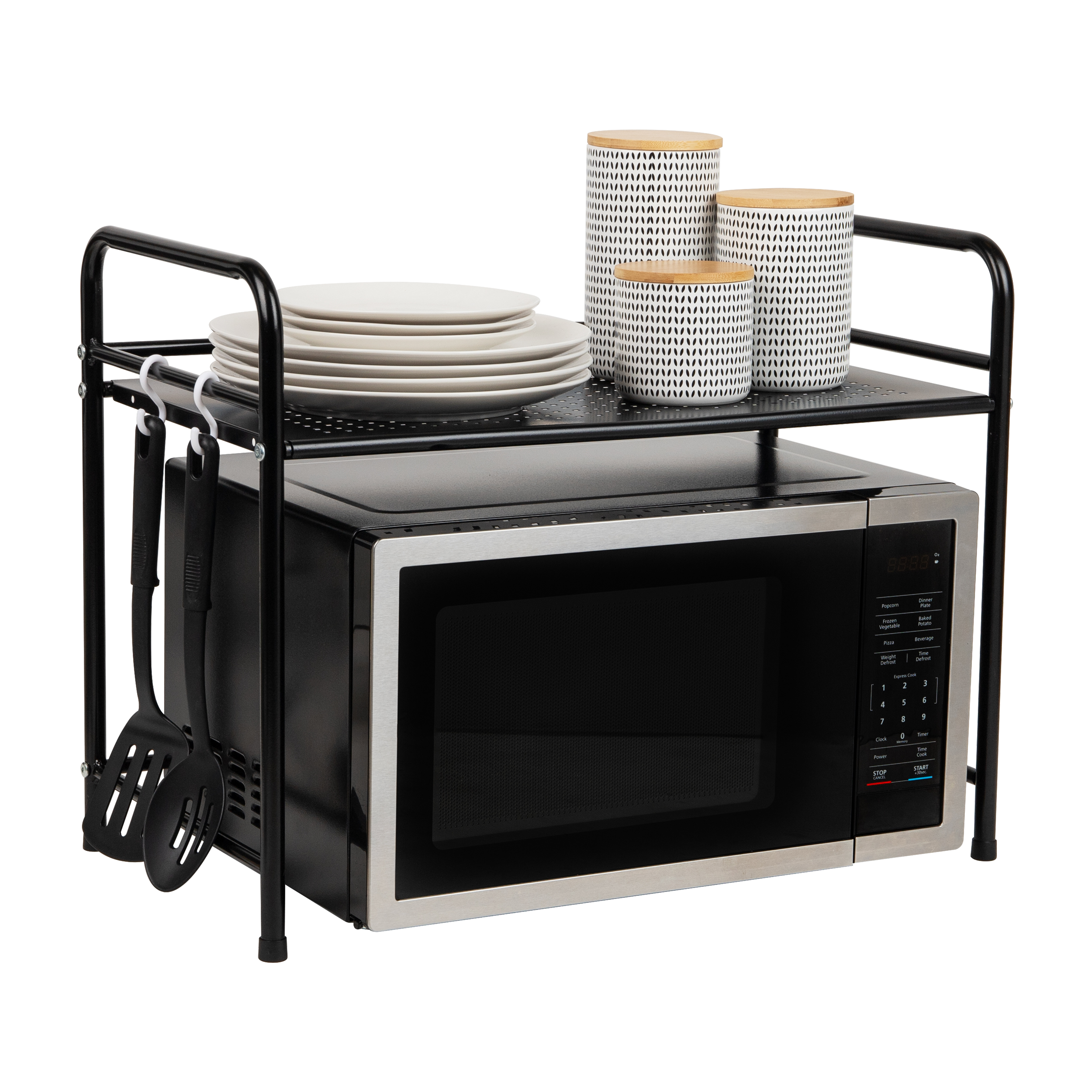 Mind Reader Kitchen Storage Microwave Stand Shelf Organizer Rack Shelf Kitchen Metal Black Walmart