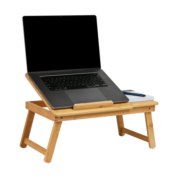Mind Reader Lap Desk Laptop Stand, Bed Tray, Dorm Room, Folding Legs, Rayon From Bamboo, Brown