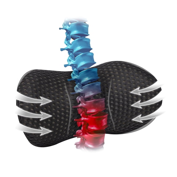 Mind Reader Lumbar Support Pillow with Air-Cloud Technology, Memory Foam, Black