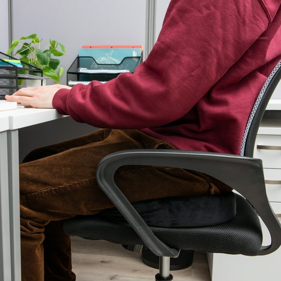 Mind Reader Memory Foam Seat Cushion, Ergonomic Pressure Relief for Office, Car, and More, Black