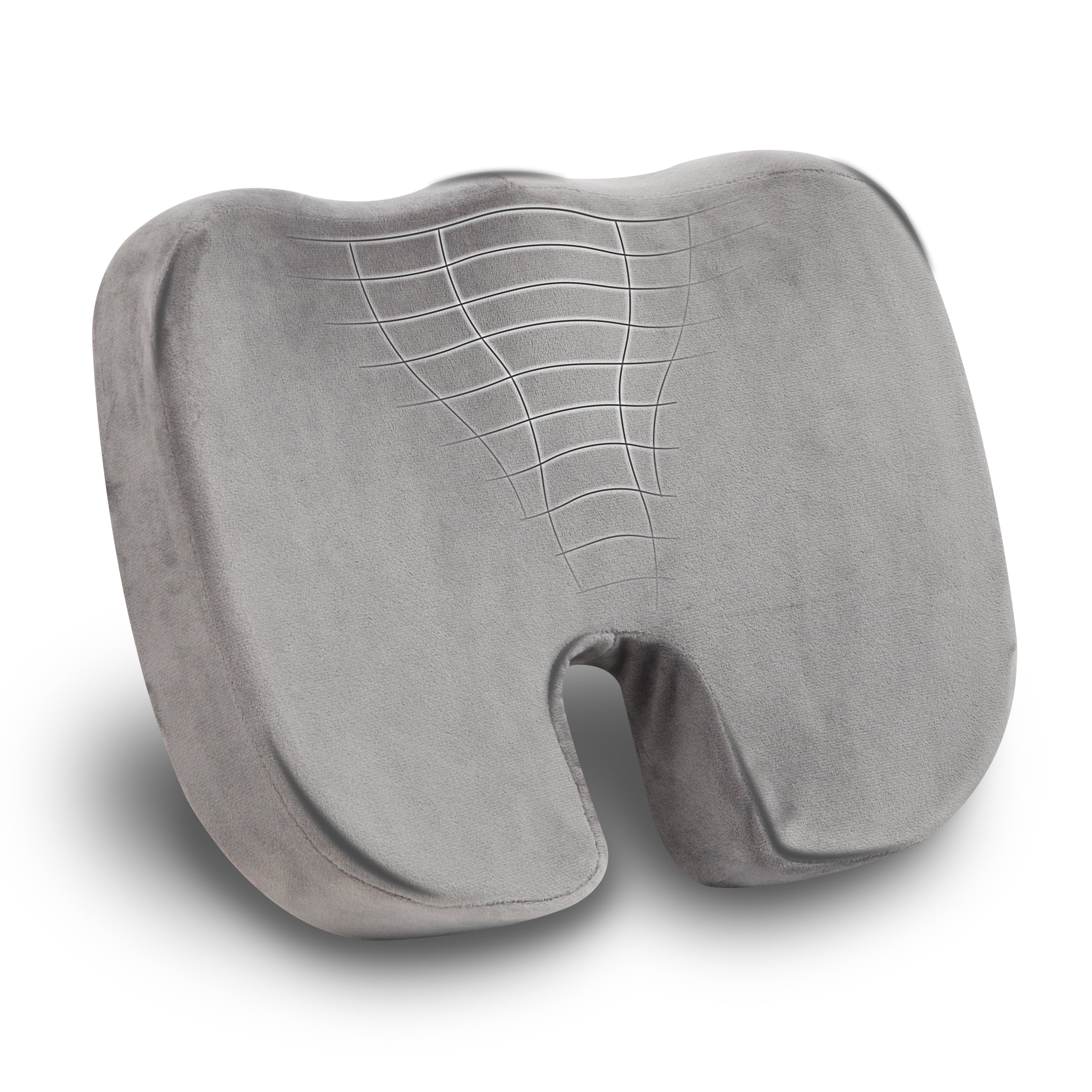 Mind Reader Memory Foam Seat Cushion, Ergonomic Pressure Relief for Office, Car, and More, Gray