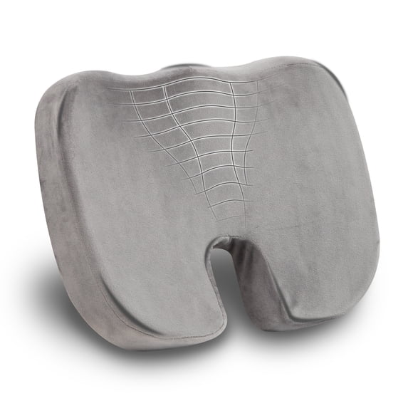 Mind Reader Memory Foam Seat Cushion, Ergonomic Pressure Relief for Office, Car, and More, Gray