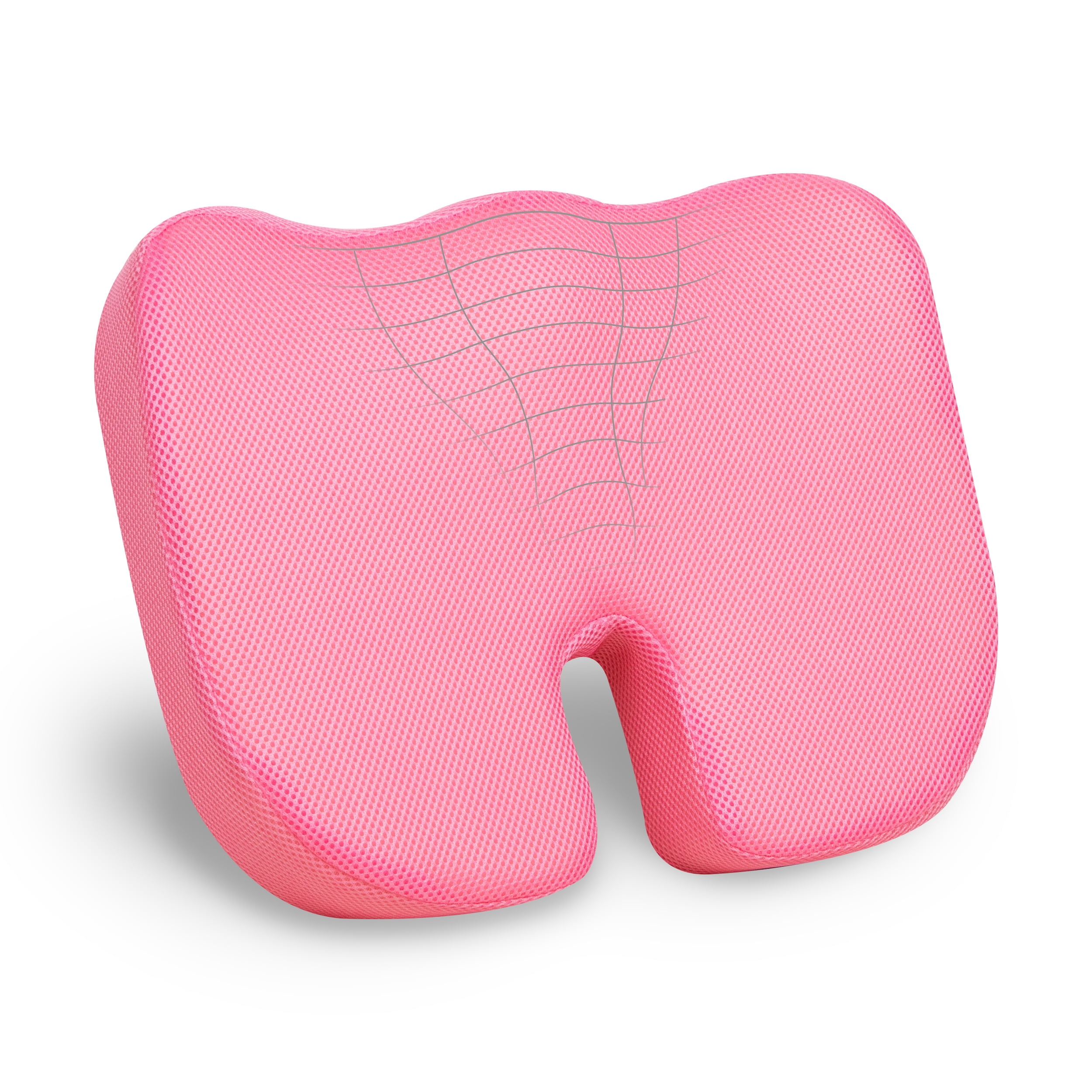 Mind Reader Memory Foam Seat Cushion with Air-Cloud Technology, Tailbone Cutout for Sciatica & Coccyx Relief, Non-Slip, Office Chair Cushion, Pink