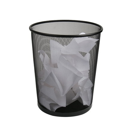Mind Reader Mesh Trash Can, 16.65L (4.4 gal), Waste Paper Basket, Round, Office, Metal, Black
