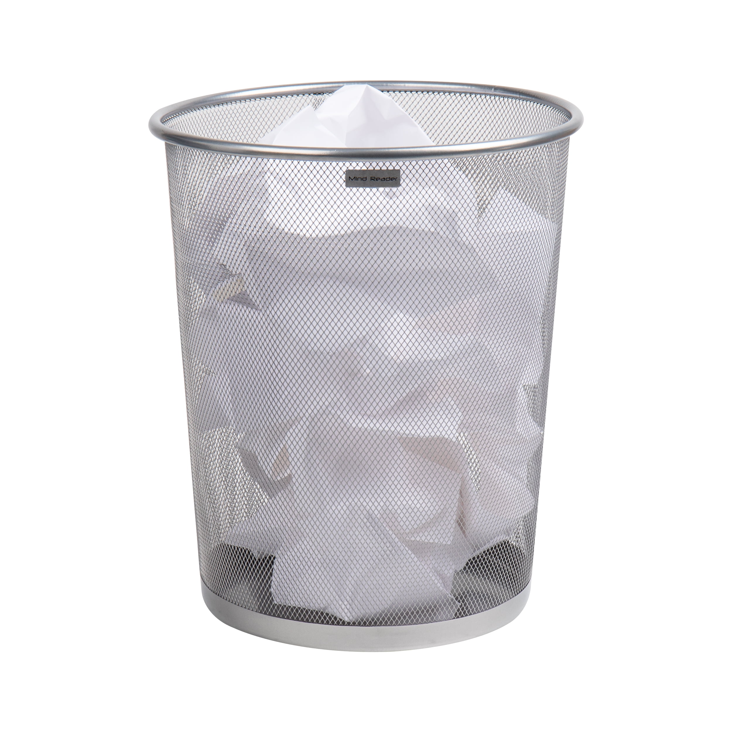Silver Stainless Steel Mesh Office Trash Can, 12" x 14.5"