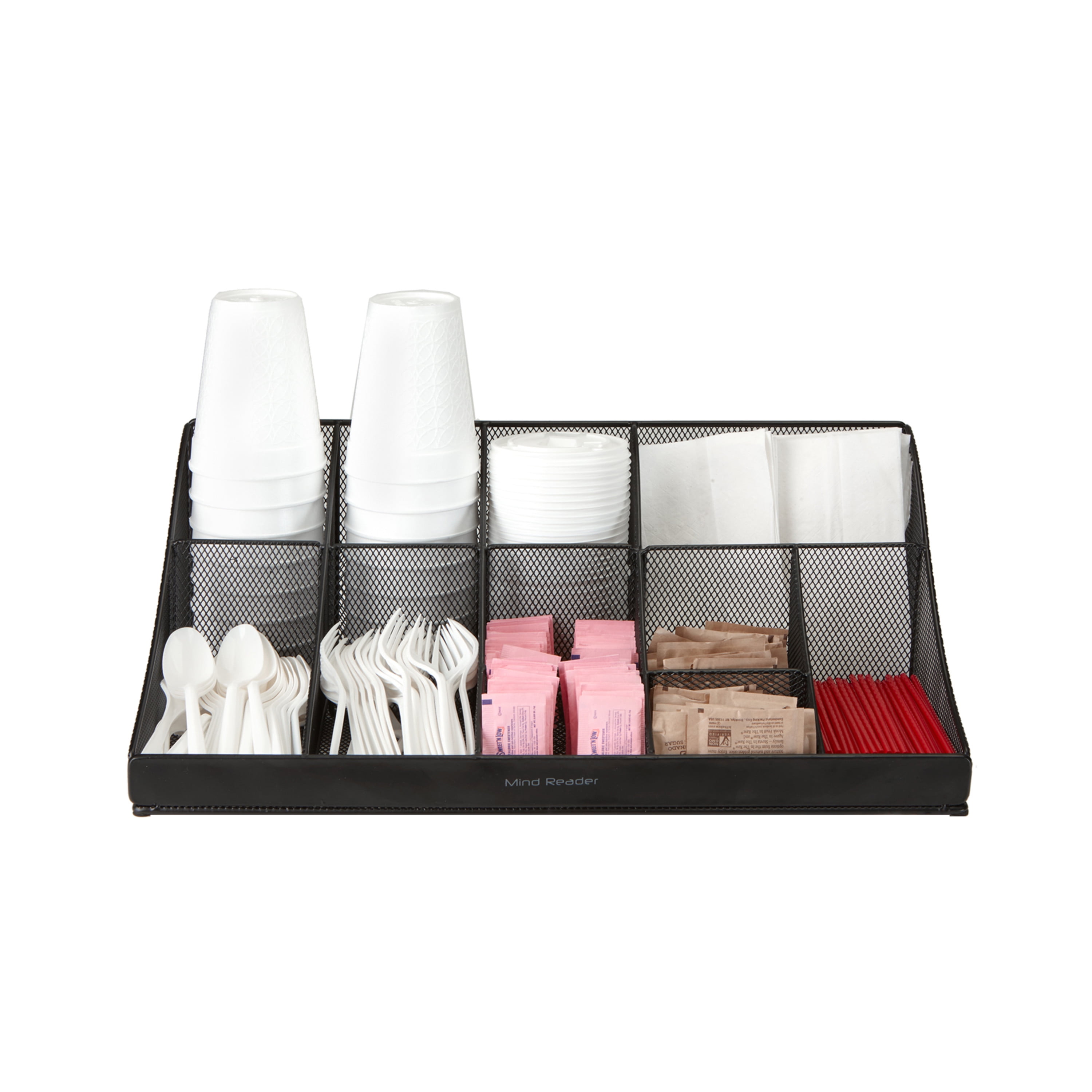 G.E.T. 5-Compartment Metal Table Top Caddy and Condiment Organizer, 9 inch x 7 inch, Black