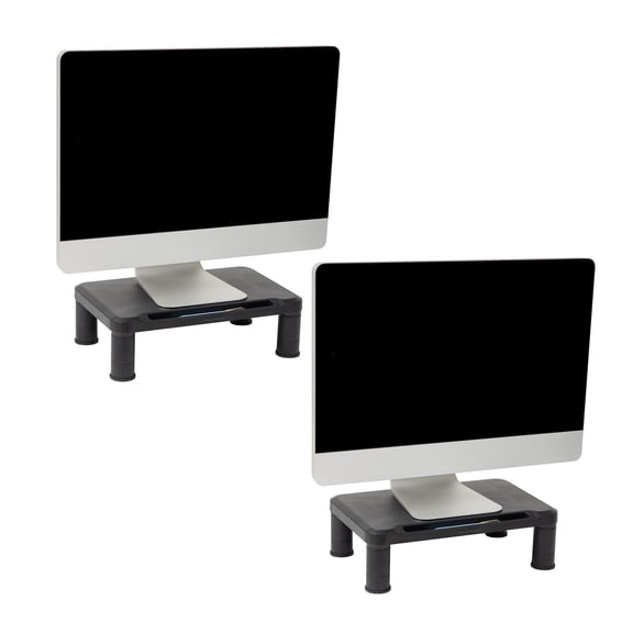 Mind Reader Monitor Stand, Height Adjustable, Laptop, Computer, Riser, Set of 2, Black