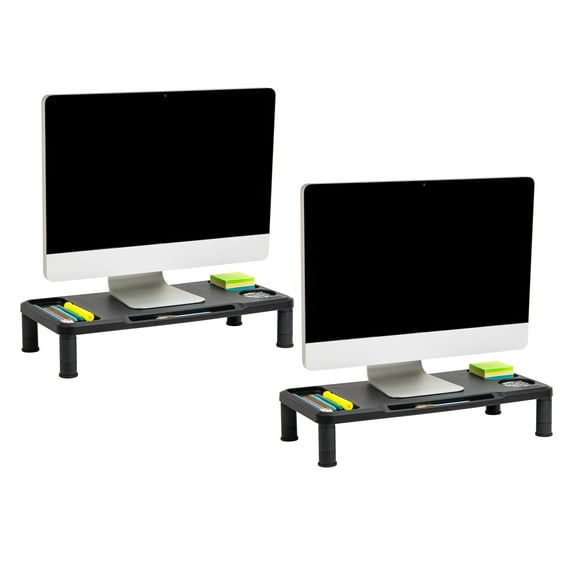 Mind Reader Monitor Stand, Laptop Riser, Desktop Organizer, Office, Plastic, 21.75"L x 10.25"W x 4.5"H, Black