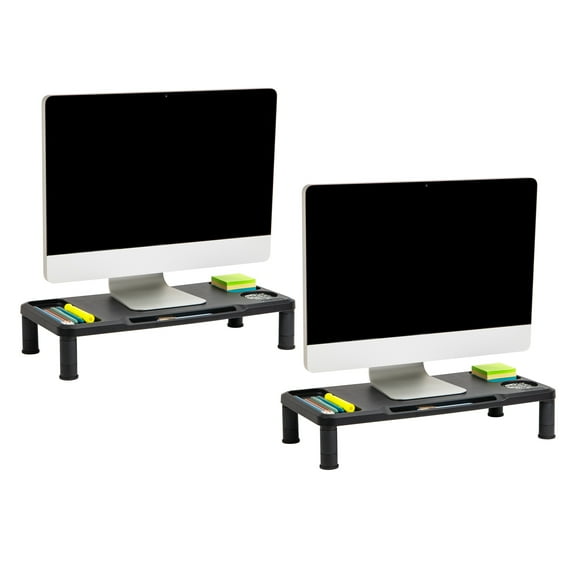 Mind Reader Monitor Stand, Laptop Riser, Desktop Organizer, Office, Plastic, 21.75"L x 10.25"W x 4.5"H, Black