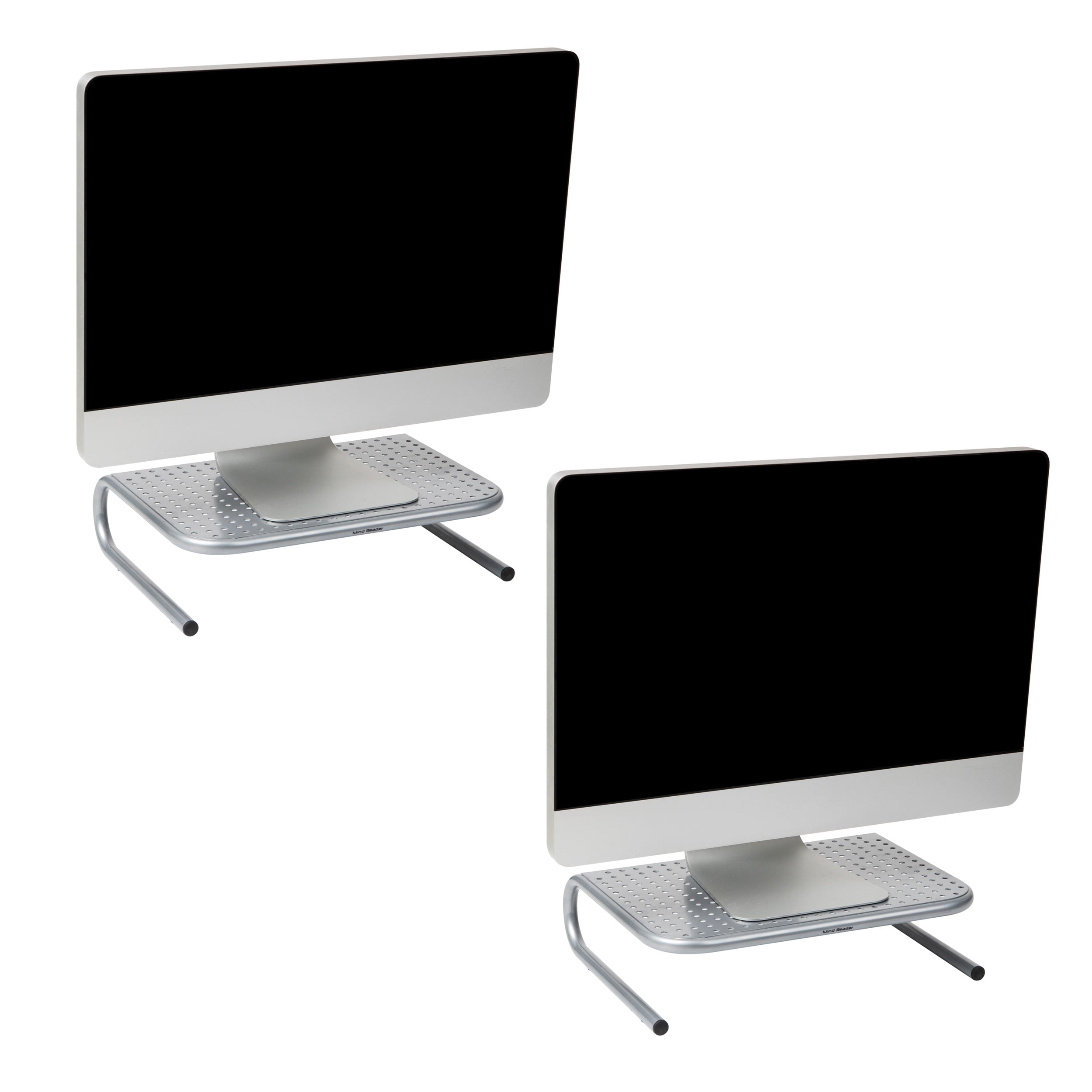 Silver Metal Ergonomic Ventilated Dual Monitor Stands