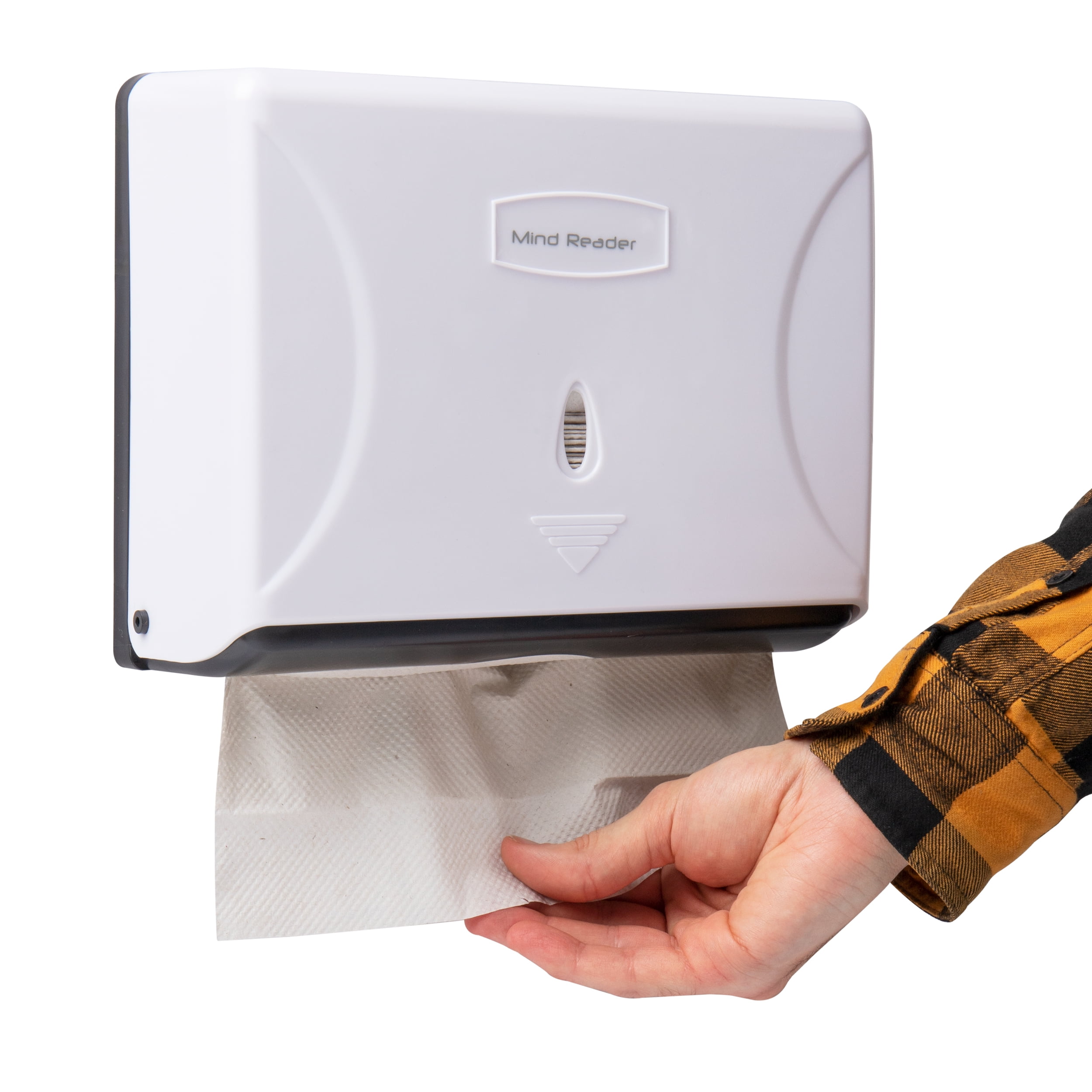 Mind Reader Multi-Fold Paper Towel Dispenser, Paper Towel Holder, 3.75 in.  L x 10.5 in. W x 14 in. H, White 