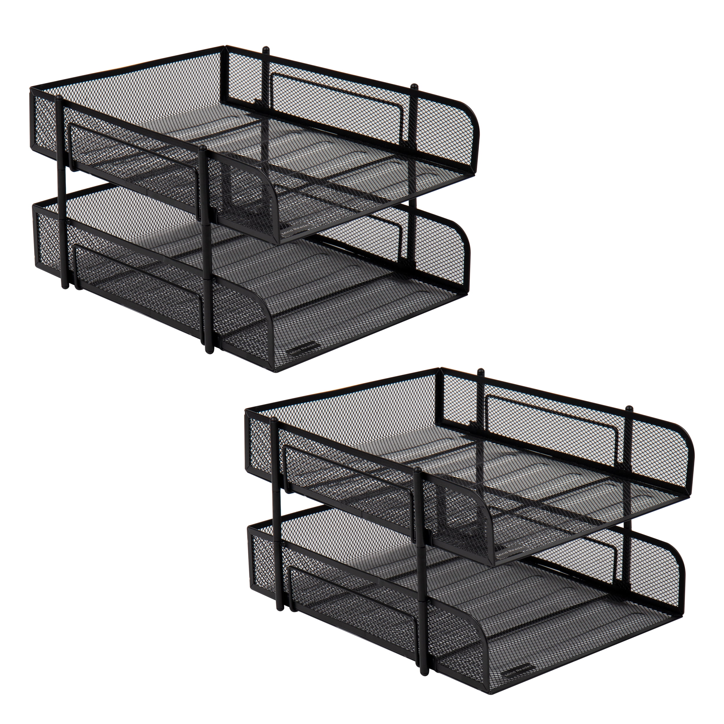 Mind Reader 2-Pack Stackable Tray, Silver, Organizer