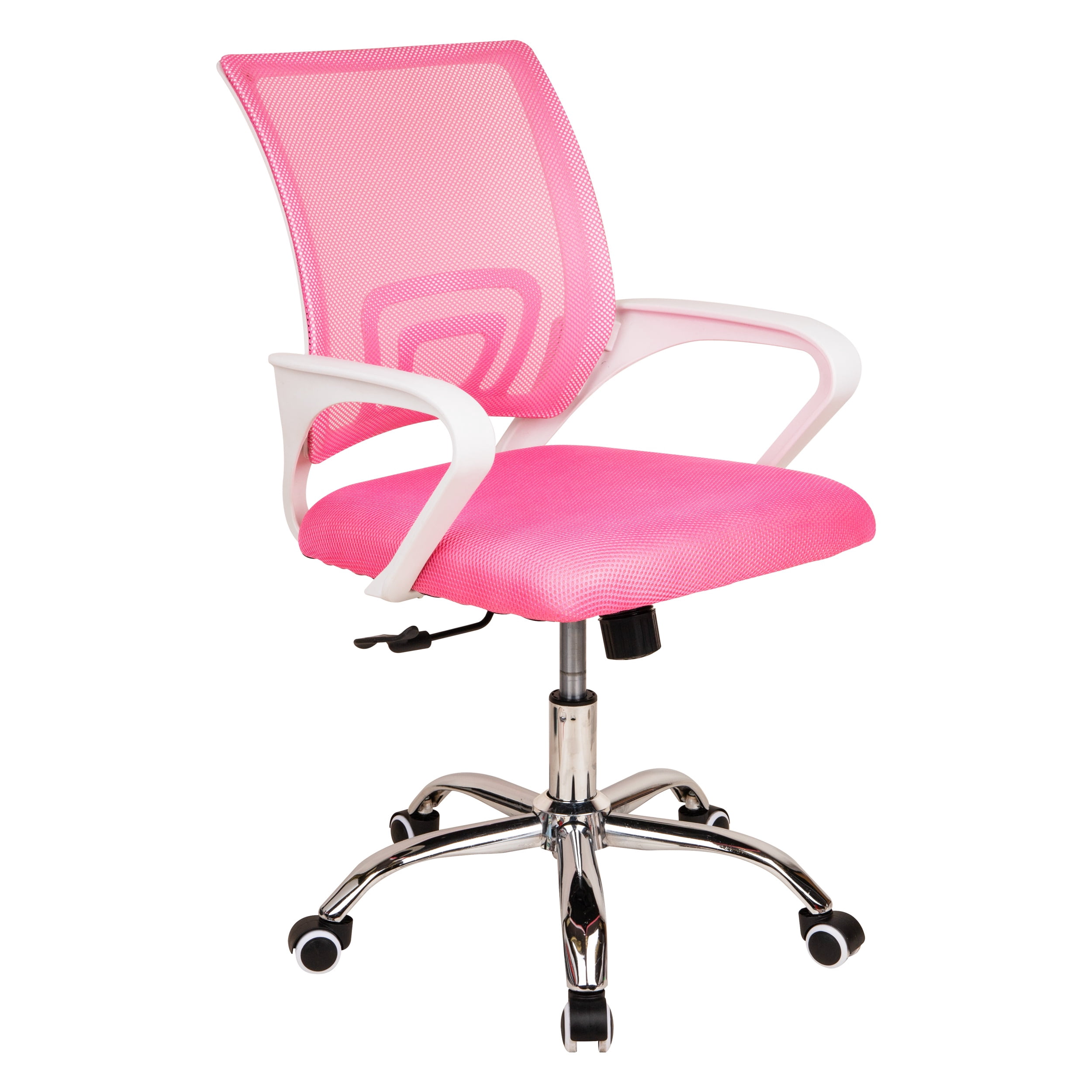 Mind Reader Office Chair with Wheels, Height Adjustable Mesh Desk Chair with Armrests and Lumbar Support, Computer Chair, Pink