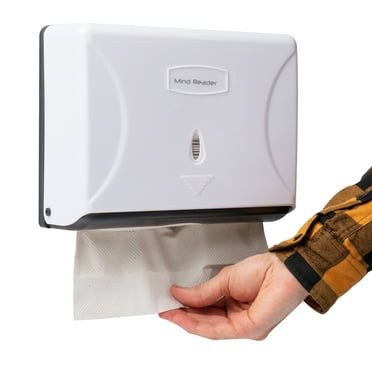 Mind Reader Paper Towel Dispenser, Tri-Fold Towel Holder, Restroom, Wall Mount, Bathroom, White