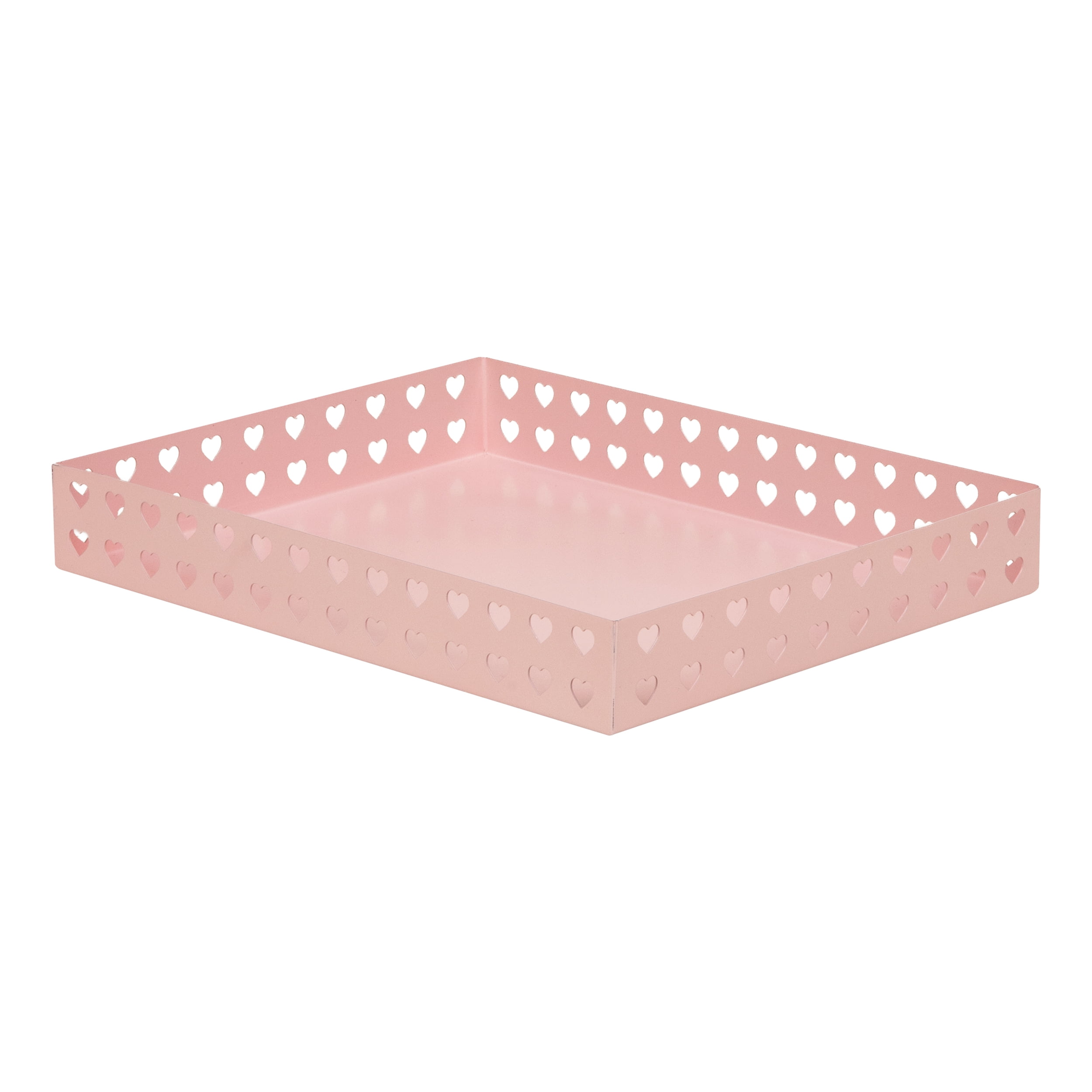 Mind Reader Pink Metal Letter Size Document Organizer with Heart Cutout Design