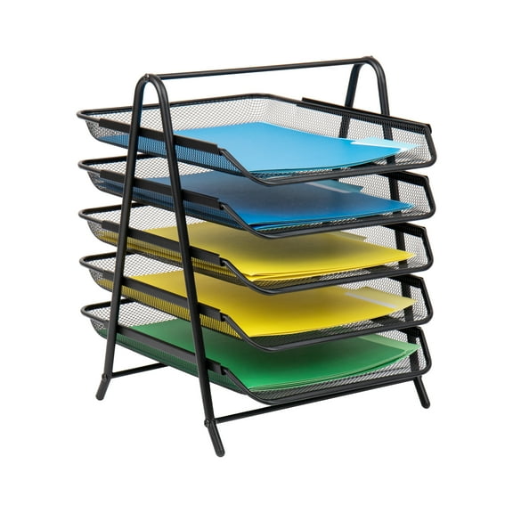 Mind Reader Paper Tray and File Folder Set, Desktop Organizer, Storage, Office, Metal, Black
