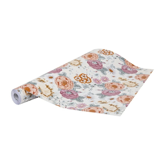Mind Reader Removable Vinyl Wallpaper Peel and Stick Self Adhesive Wallpaper 17.75" X 393.7" Water-resistant Contact Paper Shelf Liner, Floral