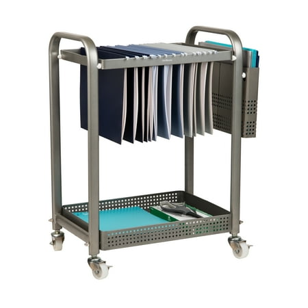 Mind Reader Rolling File Cart, Organizer, Utility Cart, Storage, Classroom, Office, Metal, Silver