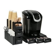 Mind Reader Single Serve Coffee Pod Drawer and Cup Condiment Set, 2 Pcs., 36 Pod Capacity, Black