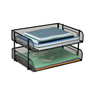 Mind Reader Stackable Metal Mesh Tray and Desk Document Organizer, Silver,  2-Piece Set 