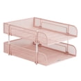 thumbnail image 1 of Mind Reader Stackable Paper Tray, Desktop Organizer, File Storage, Office, Metal Mesh, 2 Pcs, Pink, 1 of 9