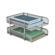 Mind Reader Stackable Paper Tray, Desktop Organizer, File Storage, Office, Metal Mesh, 2 Pcs, White