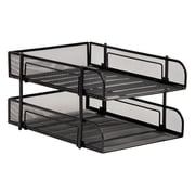 Mind Reader Stackable Paper Tray, Desktop Organizer, File Storage, Office, Metal Mesh, 2 Pieces, Black