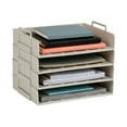 thumbnail image 1 of Mind Reader Stackable Paper Tray, Desktop Organizer, File Storage, Office, Plastic, 13.75"L x 10"W x 10.75"H, 4 Pcs., Beige, 1 of 7