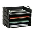 thumbnail image 1 of Mind Reader Stackable Paper Tray, Desktop Organizer, File Storage, Office, Plastic, 13.75"L x 10"W x 10.75"H, 4 Pcs., Black, 1 of 7