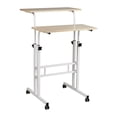 thumbnail image 1 of Mind Reader Standing Desk, Adjustable Height Laptop Workstation, Portable Rolling Desk on Wheels, Two-Tier Metal Frame, White, 1 of 9