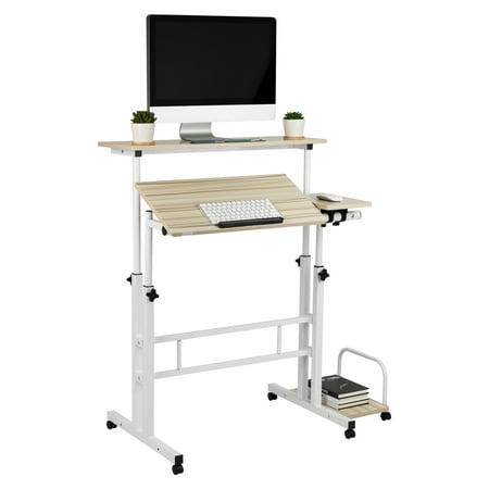 Mind Reader - 2 Tier Sit and Stand Desk XL - White