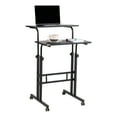 thumbnail image 1 of Mind Reader Standing Desk, Adjustable Height Laptop Workstation, Portable Rolling Desk on Wheels, Two-Tier Metal Frame, Black, 1 of 10