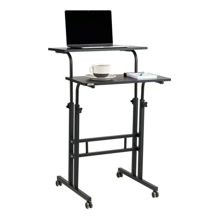 Mind Reader - 2 Tier Sit and Stand Desk XL - Black