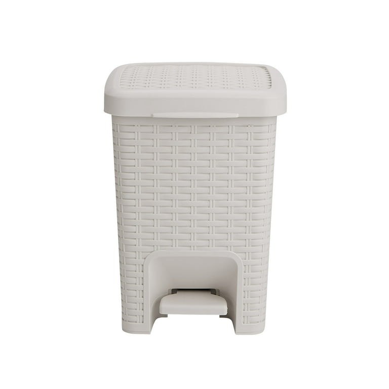 Indoor Rubbish Can Waste Basket Opening Top Dustbin Round Large Trash Bins Garbage Container for Home Indoor Outdoor Washroom Bedroom Office 9L White
