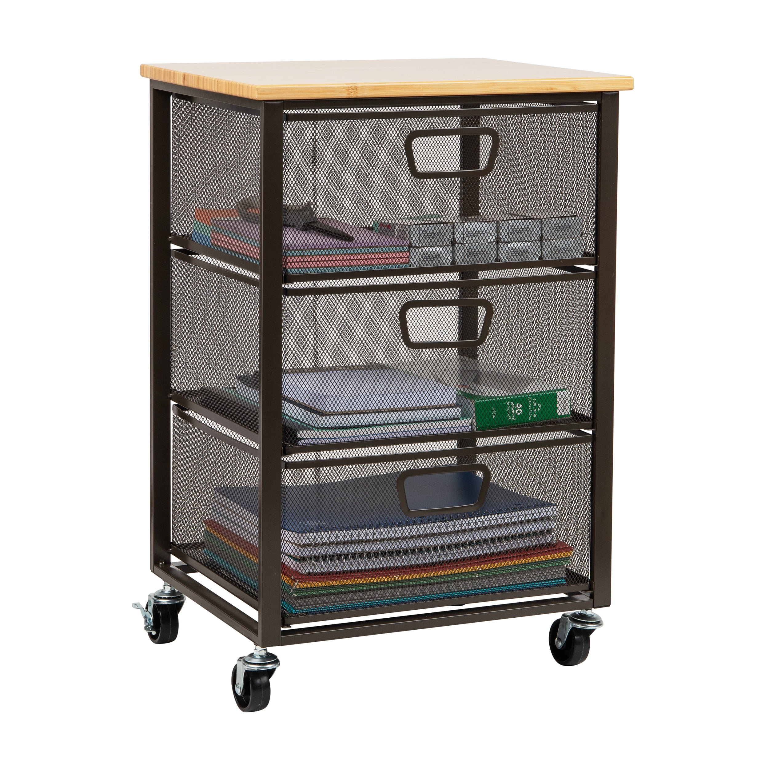 Mind Reader Storage Cart Organizer with 3 Drawers, 241/4" H x 13" W x