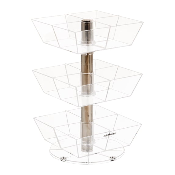 Mind Reader Tea Bag Carousel, 3 Tier Clear Acrylic Organizer with 12 Compartments, 360° Rotating Tea Station for Countertop Storage