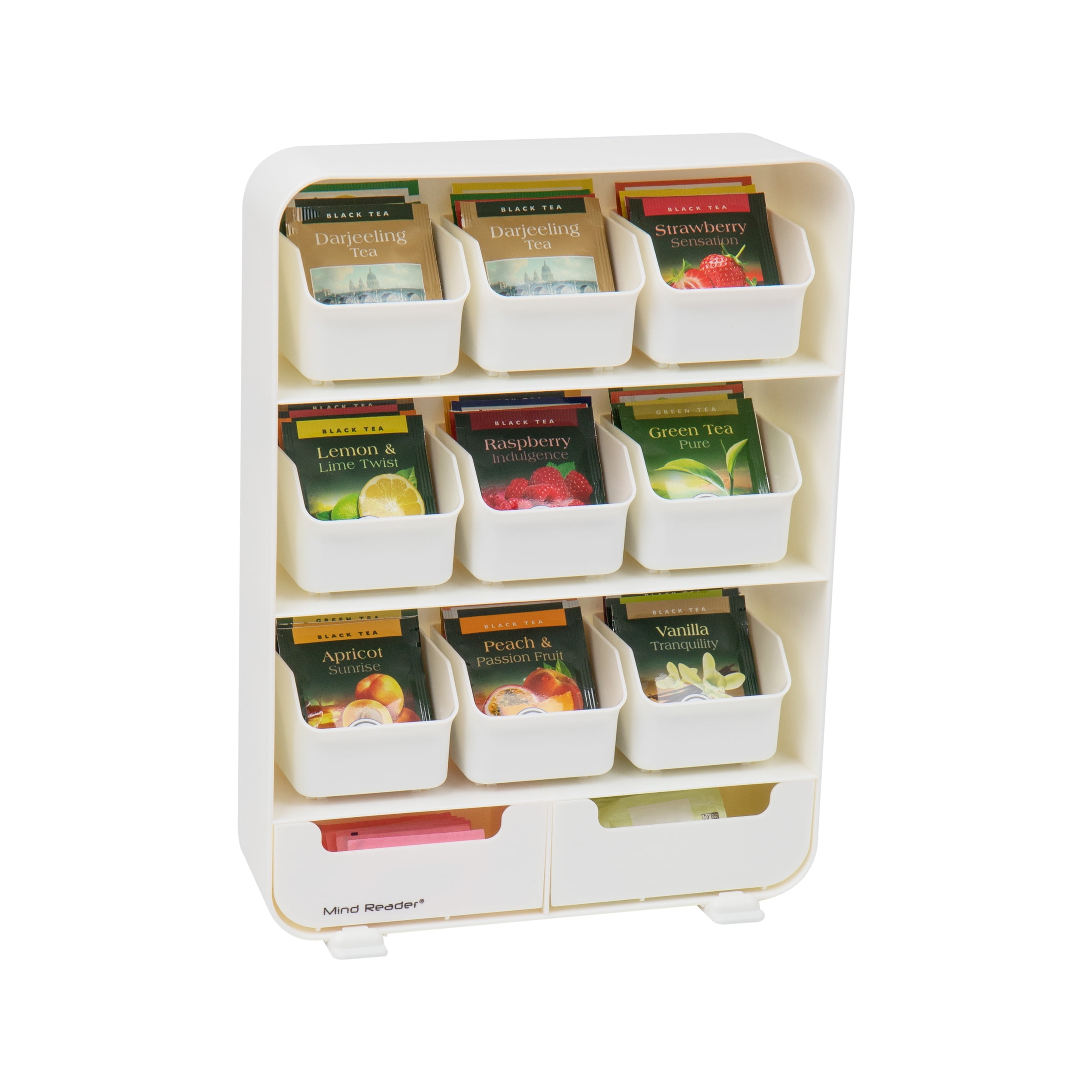 White Plastic 11-Drawer Tea Bag and Condiment Storage Station