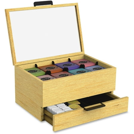 Mind Reader Tea Bag and Condiment Accessory Organizer, Blonde Wood 13 1/5 x 4 2/5 x 10 2/5