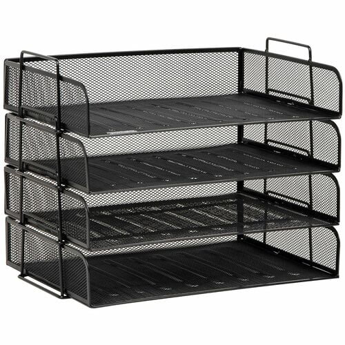 Mind Reader Tiered Stackable Paper Trays, 11.25" Height x 9.75" Width x 13.25" Depth, Desktop (DSTACK4-BLK) | 5-Pack (5 Total)