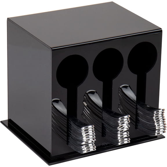 Mind Reader Utensil Dispenser, Silverware Organizer, Plastic Fork and Spoon Dispenser, Kitchen, Black